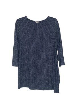 Pure Jill Hemp Organic Cotton Striped Top Sz LG Minimalist Lagenlook Sustainable